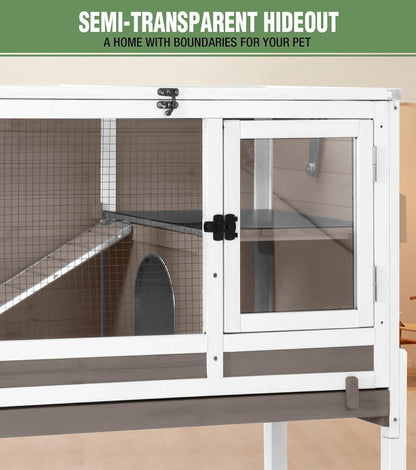 GUTINNEEN Guinea Pig Cage Rabbit Cage Indoor with Chew-Proof Edges, Clean Deep Tray, Leakproof PVC Layer, Small Animals Cage with Adjustable Legs - Brown
