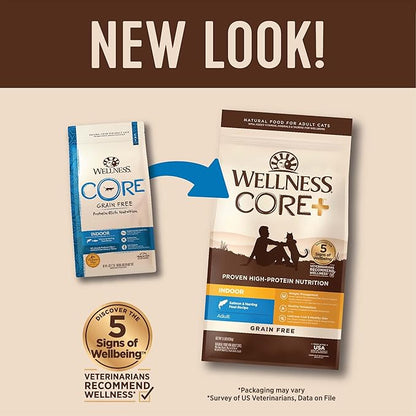 Wellness CORE+ Adult Dry Cat Food for Indoor Cats, Grain-Free, Natural, Salmon and Herring Meal (11 Pound Bag)