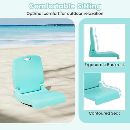 Goplus Poolside Chair for Edge of Pool, Foldable Portable Flip Seat w/Back Support & 2 Handles, Lightweight Outdoor Camping Chair for Stadium, Tailgating, Fishing, Boats, Beach (Mint Green, 2 Packs)