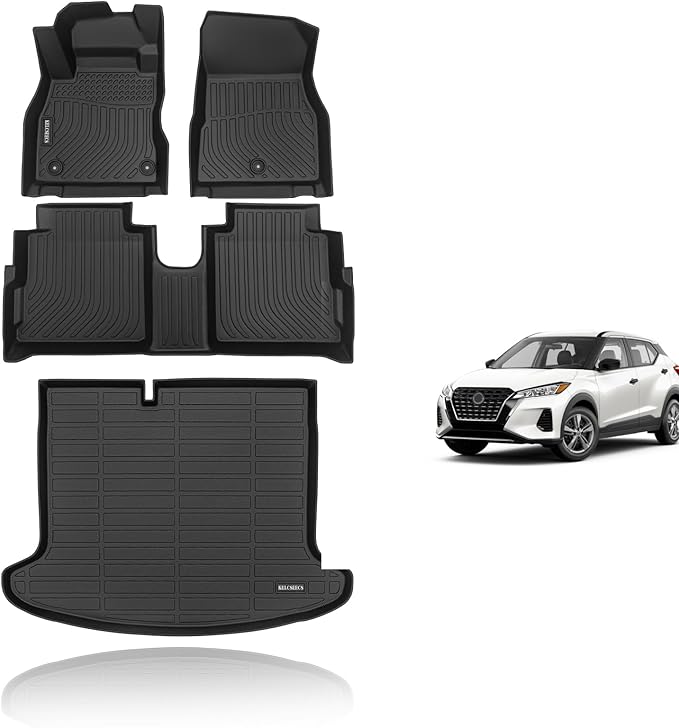 KELCSEECS Floor Mats & Cargo Liner Custom for Nissan Kicks 2024-2018 All Weather Protection Anti-Slip TPE Floor Liners Full Set Nissan Kicks Accessories Black