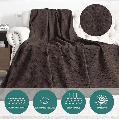 MYSKY HOME Chocolate Geometrical Sofa Covers, Sectional Couch Covers for 2 Cushion Couch Couch Cover Living Room Sofa Throws Sofa Slipcovers for Pets, Kids (Large, 71" x 102", Chocolate)