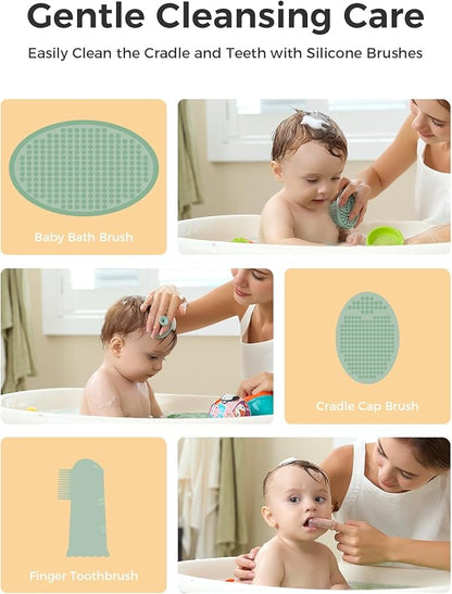Momcozy Core Baby Kit, Basic Baby Shower Gift & Registry Essential Kit | Grooming&Health&Cleansing Care Set, Nail File Kits,Nasal Aspirator,Gas Relief Tubes,Bath Brushes,Toothbrush,Comb,Storage Case
