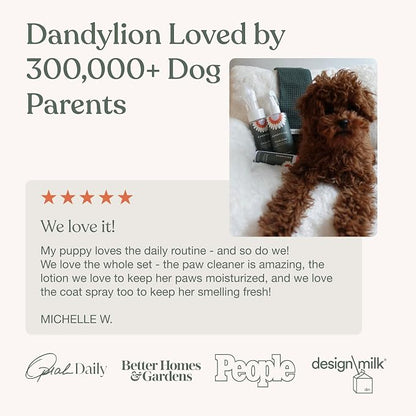 Dandylion Dog Grooming Kit, Paw Cleaner, Paw Balm & Waterless Dog Shampoo | No Rinse Dog Paw Washer, Brush On Paw Moisturizer, Dry Shampoo for Dogs, Fragrance Free, All Breeds and Coat, Sensitive Skin