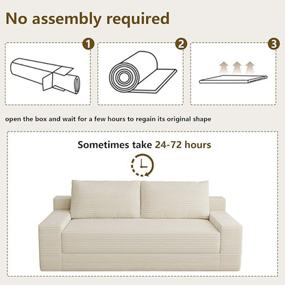 70.78" Loveseat Sofa, Modern Small Corduroy Couch Comfy Deep Seat for Living Room, Bedroom, Home Office, Apartment, No Assembly, Beige