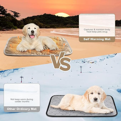 4 Pack Self Warming Cat Mat Self Heating Cat Pad Warm Thermal Pet Bed Washable Dog Crate Pad Body Heat Dog Bed Mat Blanket Non Slip Bottom for Outdoor Indoor Pets