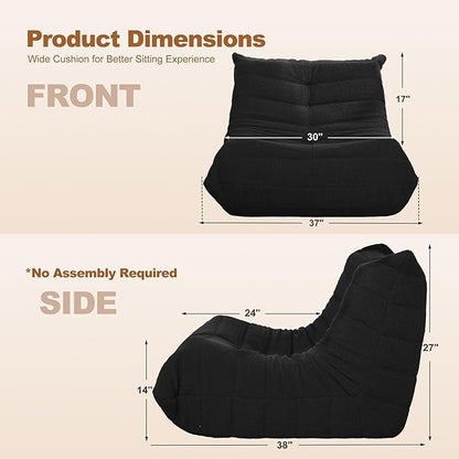 Bean Bag Chair Big Sofa Beanbag Chair for Adults Fireside Chair Bean Bag Lounger with Memory Foam Filled for Home,Apartment or Gaming Venue(Black Teddy)