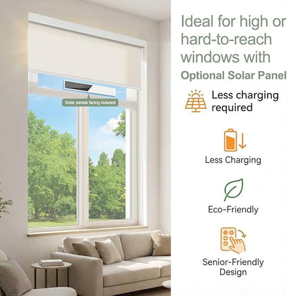 Tipiace Motorized Blinds with Remote Window Roller Shade Wireless Rechargeable