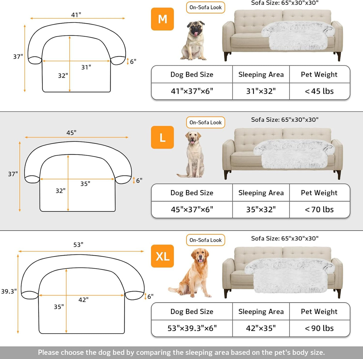 Calming Dog Bed Fluffy Plush Dog Mat for Furniture Protector with Removable Washable Cover for Large Medium Small Dogs and Cats (Large, Light Grey)