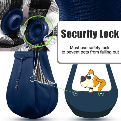 Tomkas Small Dog Sling Carrier - Zipper Pocket & Adjustable Strap - for 3-10 lbs Pets(Dark Blue)