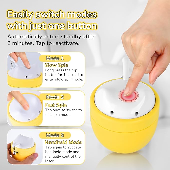 Cat Laser Toy Automatic with Dual Beams, Quiet 35–38dB Rotation, Wobble Base & 3 Modes –– Interactive Laser Automatic Cat Toy for Indoor Cats and Kittens Fun Play