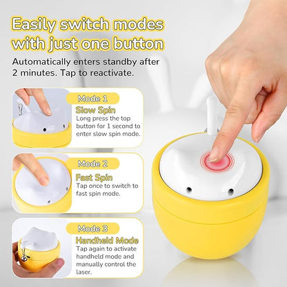 Cat Laser Toy Automatic with Dual Beams, Quiet 35–38dB Rotation, Wobble Base & 3 Modes –– Interactive Laser Automatic Cat Toy for Indoor Cats and Kittens Fun Play
