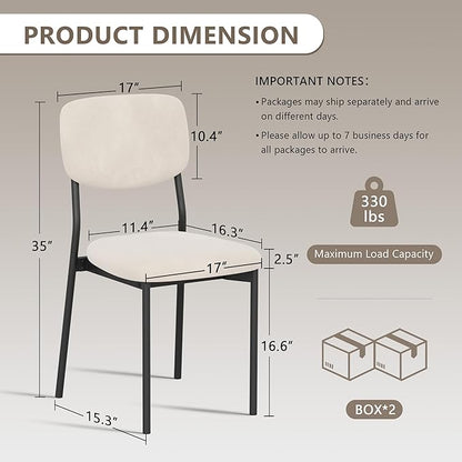 Einhomn Upholstered Dining Chairs Set of 6, Stackable Modern Dining Room Chairs, Kitchen Chairs w/Soft Velvet Backrest & Sturdy Metal Legs for Restaurant, Living Room, Cream Beige
