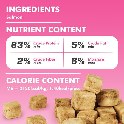 Freeze Dried Cats & Dogs Raw Treats, All Natural Single Ingredient Salmon, High Protein Healthy Pet Training Treats or Food Topper, 10.6 oz