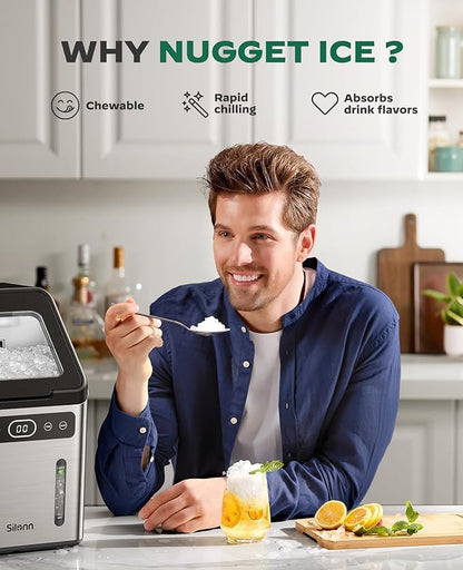 Silonn Nugget Ice Makers Countertop, Timer Pebble Ice Maker