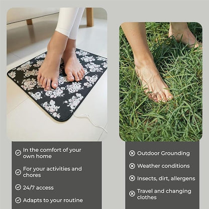 Grounding Mat for Feet - Grounding Well Mat with Anti-Slip Surface - Improves Sleep,Energy and Ailments, Reduces Stress - Complete Earthing Pad for Bed, Desk, or Chair