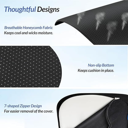ZIKEE Ergonomic Seat Cushion with Thigh Slope for Long Sitting, Memory Foam Office Chair Cushion for Car, Home, Plane, U-Shaped Design Relieves Hip, Tailbone Pain, Non-Slip Sciatica Pain Relief Pillow
