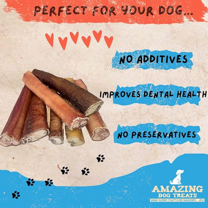 Amazing Dog Treats - 6 Inch Extra Thick Bully Sticks (100 Count) - Bulk Bully Sticks for Dogs - No Hide Bully Stick Dog Bones