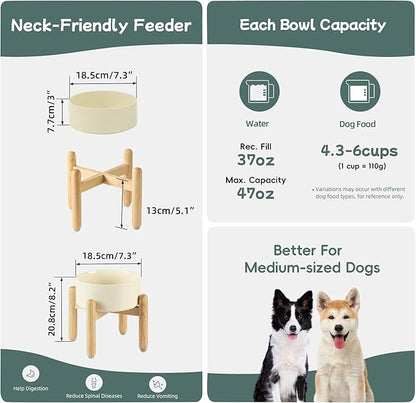 Ceramic 7.3inch Raised Dog Bowl Set, Elevated