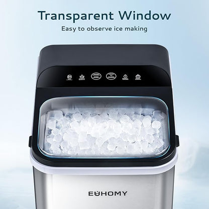 EUHOMY Nugget Ice Maker Countertop, Ready in 8 Mins, Self-Cleaning, 34lbs/24H