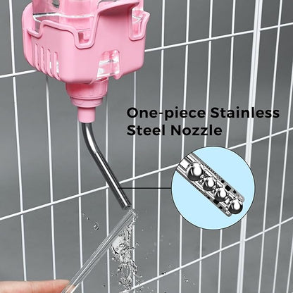 Vannon Small Animal Water Dispenser for Cage, 30oz Auto Feeding Crate Water Bottle for Rabbit, Chinchilla, Ferret, Guinea Pig, Squirrel, Hedgehog, Pet Nozzle Diameter: 10mm, BPA Free, Pink