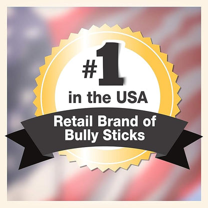 Cadet Bully Sticks for Small Dogs, All-Natural Beef Pizzle, Rawhide-Free Long-Lasting Dog Chews for Aggressive Chewers, 4 Count