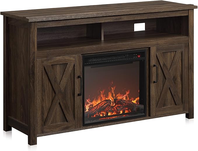 BELLEZE Modern 48" Barn Door Wood TV Stand