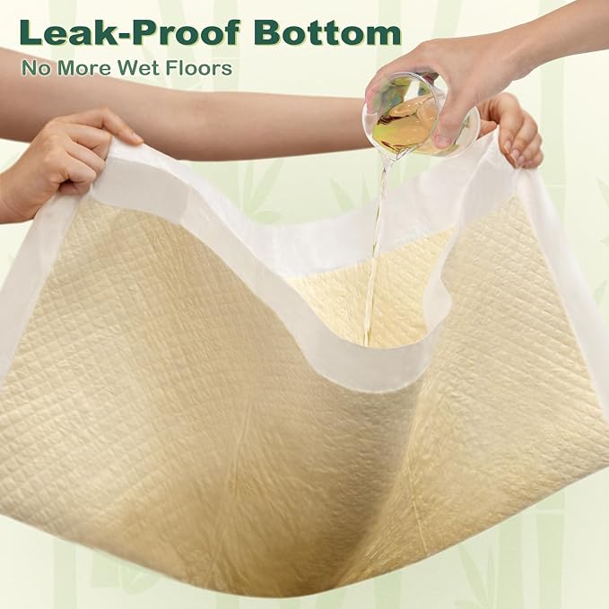 MIZOK Bamboo Dog Pee Pads Highly Absorbent No Leak Extra Large 28x34in 30Ct | Highly Absorbent Bamboo Pads Neutralize Odors Quickly and Leak Proof Bottoms Protect Your Floors for Potty Training