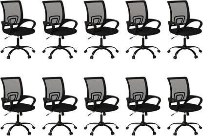 Bonzy Home Ergonomic Conference Room Chairs Set of 10, Rolling Office Chairs with Wheels, Mesh Computer Desk Chair with 360°Swivel, Height Adjustable, 10 Pack