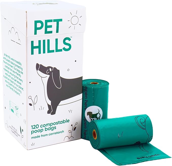 Heavy Duty Compostable Dog Poop Bags – 120 Count, 25% Thicker, Leakproof & Unscented Refills, Fits All Dispensers, Plant-Based, TÜV OK Compost HOME Certified