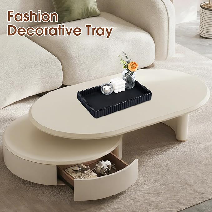 Rectangular Tray for Coffee Table,Modern Decorative Tray,Black Concrete Trays,Home Dining Centerpiece Decor,Decorative Trays for Dining Table,Living Room,Kitchen,Counter