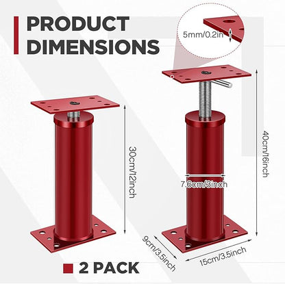 Yaocom 4 Pcs House Jacks for Leveling, Adjustable Jack Post 12"-16" Basement Floor Jack, Supports Stabilizer Screw Jacks for House Foundation, Stairs, Porches, Roof Beams, Load Capacity 11023 Lbs