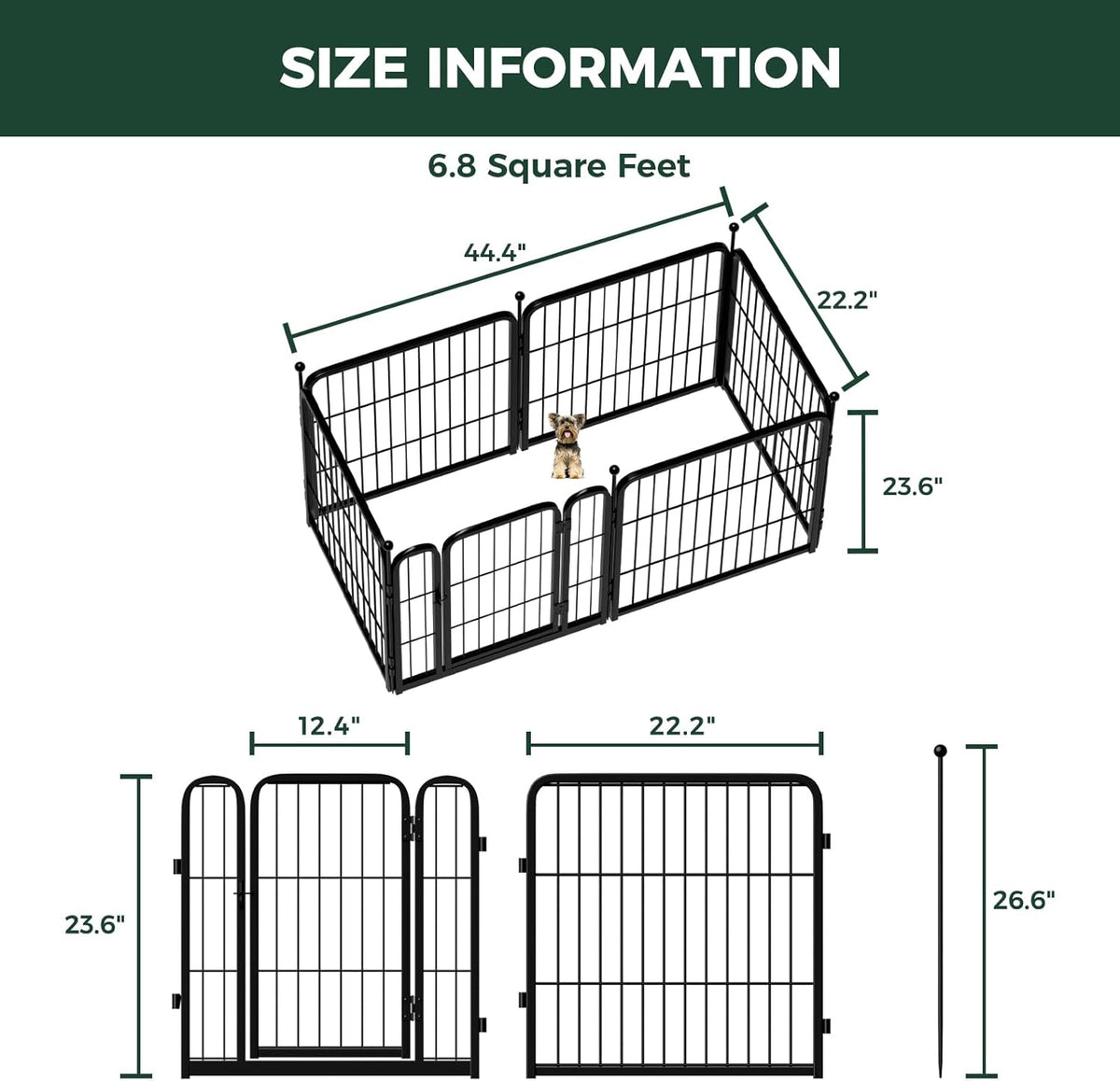 FXW Rollick Unleashed Dog Playpen for Indoor, Yard, RV Camping, 24 inch 6 Panels for Small and Puppy Dogs│Patented