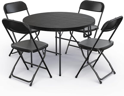Our Modern Space 3.5 Feet Circular Round Foldable Table with Built in Handle & Steel Legs | Heavy Duty Portable | Perfect for Party, Dining, Wedding, Events, Picnic Indoor, Outdoor, Camping, Utility