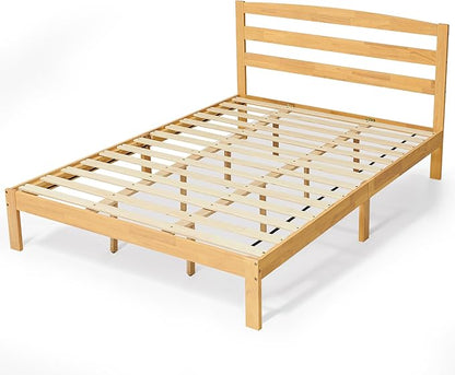 Hokway Wood King Size Bed Frame and Headboard- No Wobble,Noise-Free,Easy Assembly with Precise Holes,12 in Reinforced Center Legs,No Box Spring Needed,Natural
