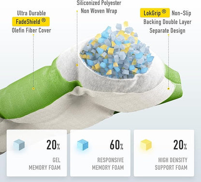 SUNROX LokGrip Non Slip Tufted Memory Foam Bench Cushion, FadeShield Water Resistant Durable Thicken Outdoor/Indoor Bench Seat Pads 42x16x4 inch, Apple Green