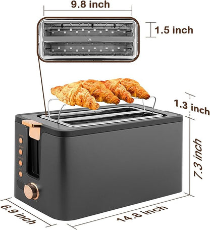 Mecity 4 Slice Toaster, Long Slot Toaster