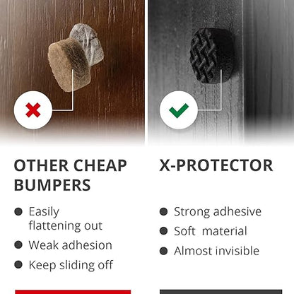 X-Protector Cabinet Door Bumpers 100 PCS Small Black Rubber Pads 3/8' Self-Adhesive Thick Dots Protect Glass & Surfaces
