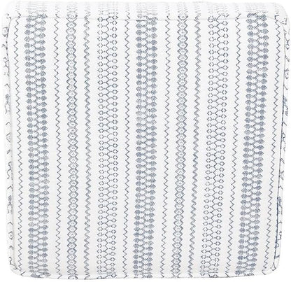 HomePop Home Decor | K7342-F2359 |Classic Square Storage Ottoman with Lift Off Lid | Ottoman with Storage for Living Room & Bedroom, Blue Stripe Large