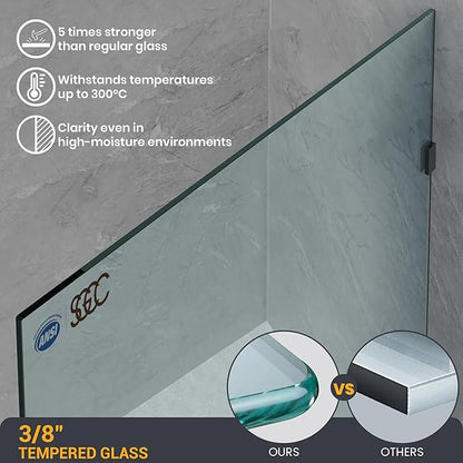 Bathroom Shower Glass Door 31.5" W×78.75" H, 3/8" Thick Clear Tempered Glass