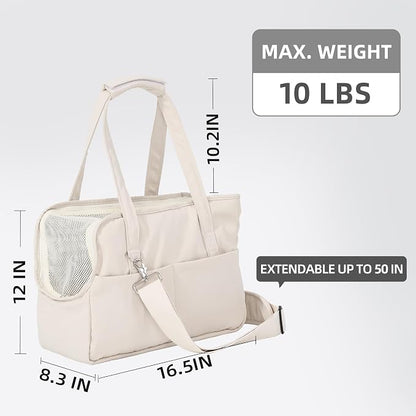 Casual Crossbody Bag for Pets, Hands-Free Shoulder Pet Bag | Fully Openable Sunroof Cover with Mesh Window, Pet Carrier Purse for Small Dogs and Cats (Can Hold 10 Pounds)