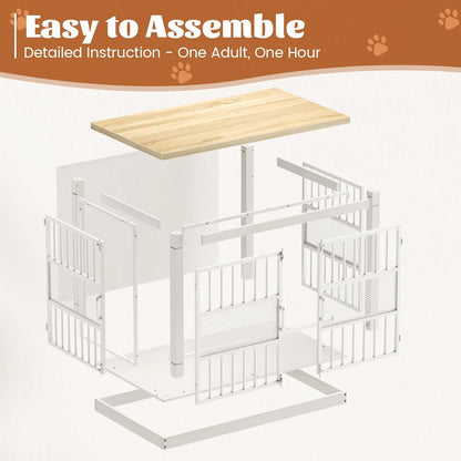 VOPEAK Dog Crate Furniture, Chew Resistant Dog Crate for Dogs, Heavy Duty Dog Crates Dog Kennel Cage Indoor with Double Doors, End Table for Bedroom Living Room (White, 40.9" L x 23.6" W x 30.7" H)