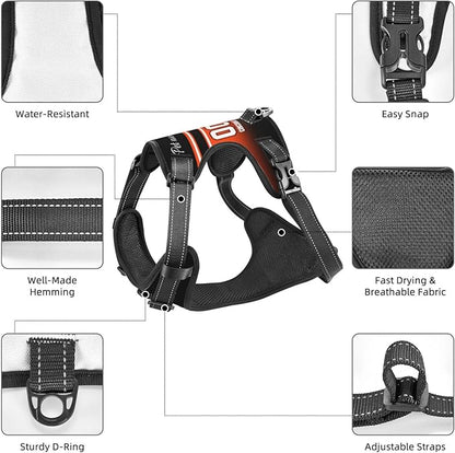 Custom Cincinnati Dog Harness with Reflective Stripes Personalized Name and Number Dog Vest Harness with Pet Traction Rope for Small Medium Large Dog