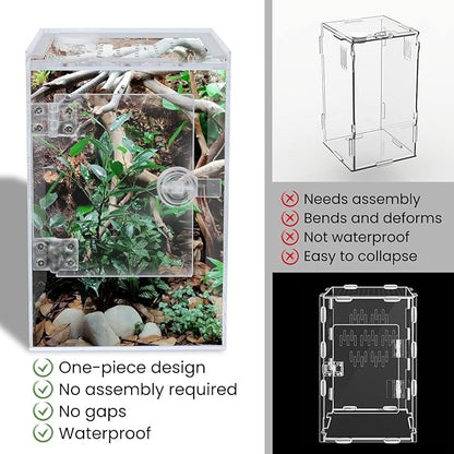 Tall Arboreal Tarantula Enclosure【𝐍𝐨 𝐀𝐬𝐬𝐞𝐦𝐛𝐥𝐲 𝐑𝐞𝐪𝐮𝐢𝐫𝐞𝐝】, Jumping Spider Enclosure, Front Above Opening, Cross Ventilation, Acrylic Arboreal Reptile Enclosure,Praying Mantis Enclosure