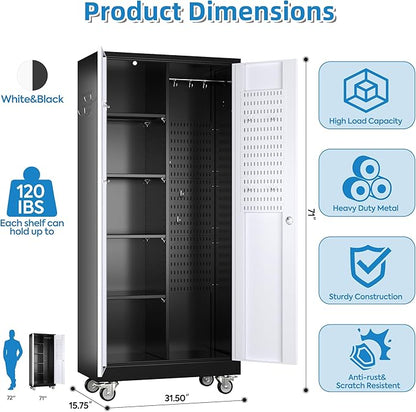 SUXXAN Broom Closet Storage Cabinet, Metal Cabinets