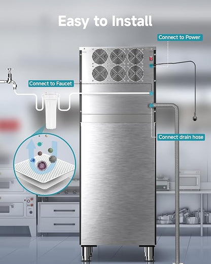 EUHOMY Commercial Ice Maker Machine, 550 lbs/24H Industrial Ice Machine