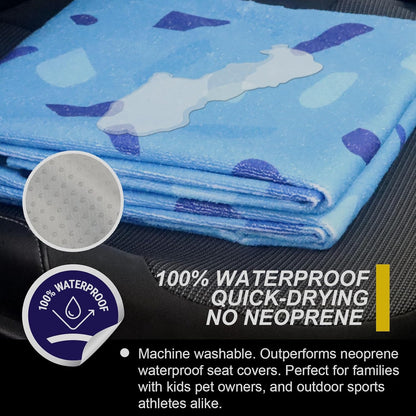 Back Seat Cover for Car Trucks Van SUV,Waterproof Rear Bench Towel Seat Covers for Dogs and Kids,Automotive Backseat Protector (Blue Marbling)