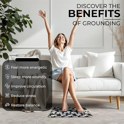 Grounding Mat for Feet - Grounding Well Mat with Anti-Slip Surface - Improves Sleep,Energy and Ailments, Reduces Stress - Complete Earthing Pad for Bed, Desk, or Chair