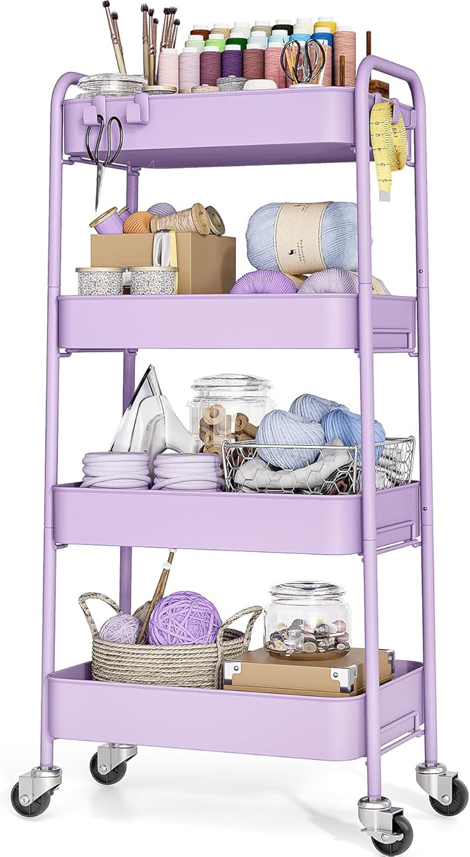 TOOLF 4-Tier Metal Rolling Cart