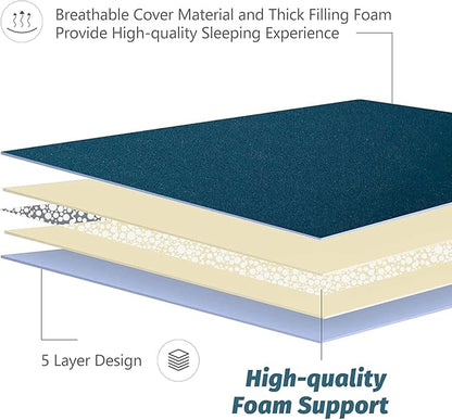 MAXYOYO Japanese Floor Mattress Futon Mattress, Thicken Sleeping Pad Foldable Roll Up Floor Futon for Adults Tatami Mat Dormitory Bed Lounger, Bluestone, Full Size