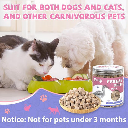 PAWUP Freeze Dried Duck Treats for Cats Dogs, Rawhide Free Freeze-Dried Raw Food Topper, High Protein, Gluten&Grain Free, 4.6oz